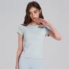 Women's Slim-Fit Knit Yoga Tee - One-Piece, Short Sleeve, Casual Outdoor Sports Top