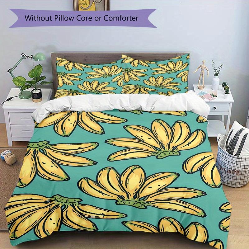 3pcs Banana Pattern Bedding Set, Breathable and Soft, Suitable for All Seasons, Ideal for Home Use, Suitable for Bedroom Decor 21115
