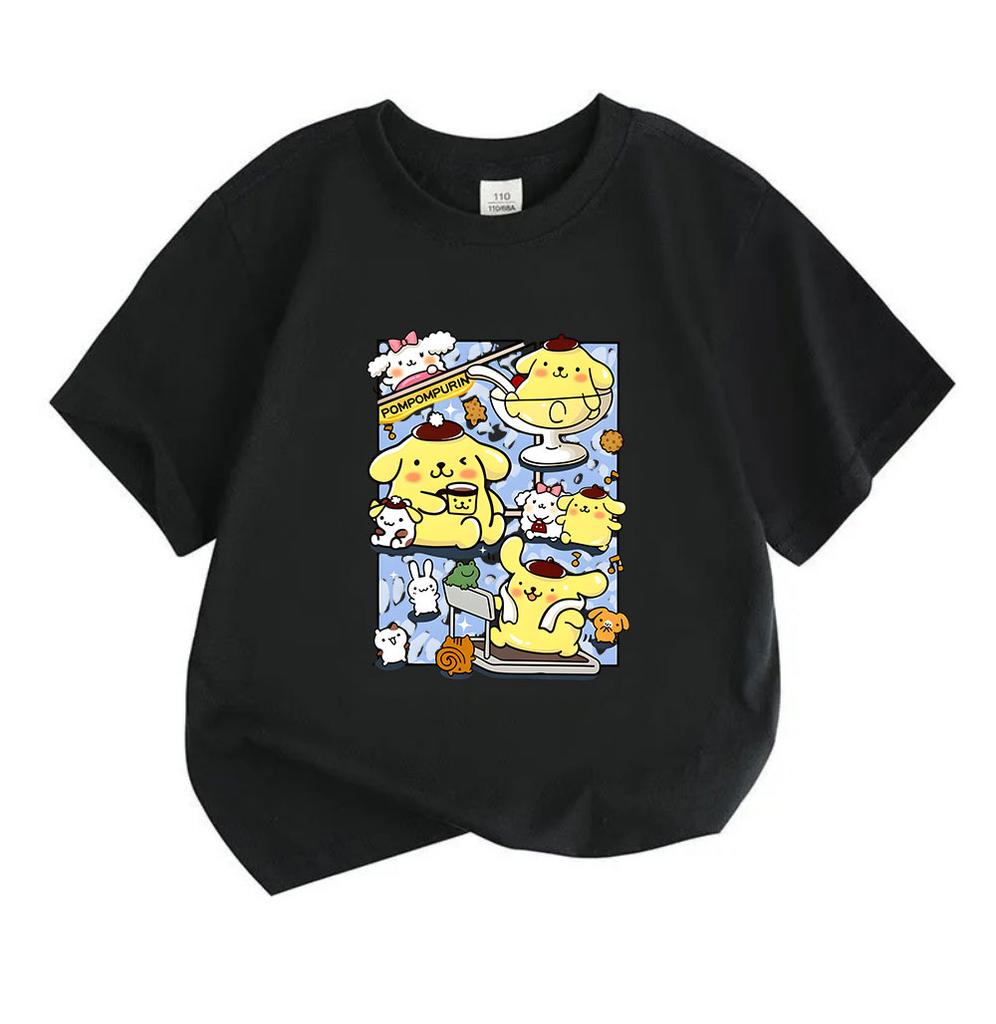Kids Boys Girls Cute Yellow Puppy Graphic T Shirt 100% Cotton Short Sleeve O-neck Casual Cartoon Pattern Tee Tops for Children Daily Wear Party Gift