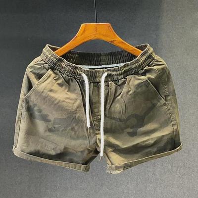 Men's Trendy Camouflage Three-Quarter Running Shorts with Elastic Waist