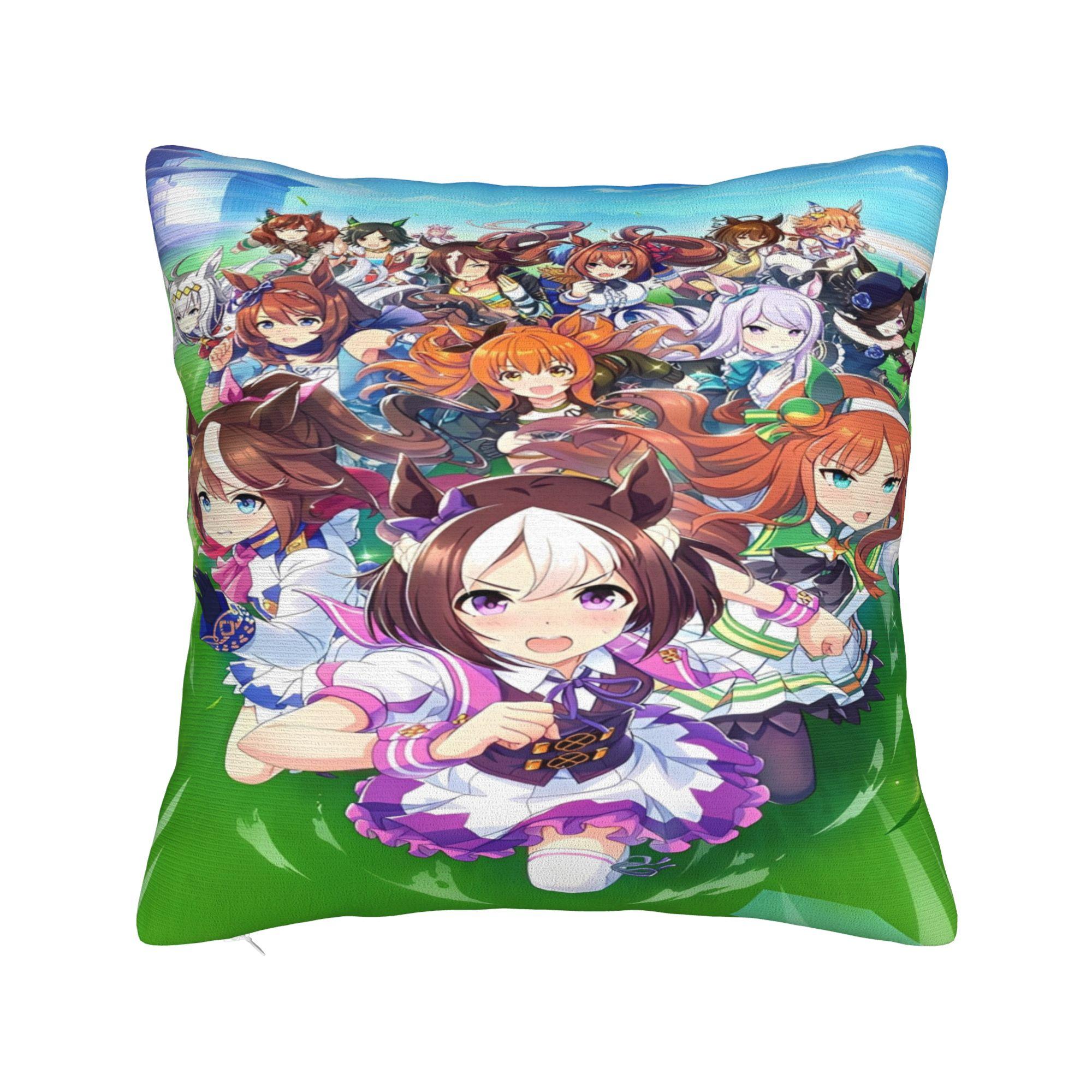 

Umamusume anime Printed Pillowcase Cushion Cover Throw Pillow Cover New Style Car Decoration Zippered Multiple Sizes 12x12in 30X30cm