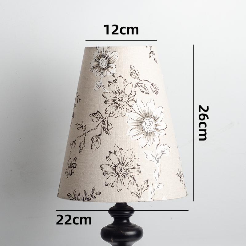 Retro Linen Fabric Floral Pattern Lampshades Pastoral Style Pleated Table Lampshade Bedroom Hotel Bedside Floor Lamp Cover