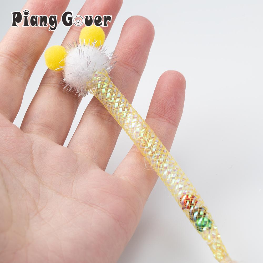 5pcs Plush Ball Feather Cat Toy Simulated Tube Worm Feather Pet Toys