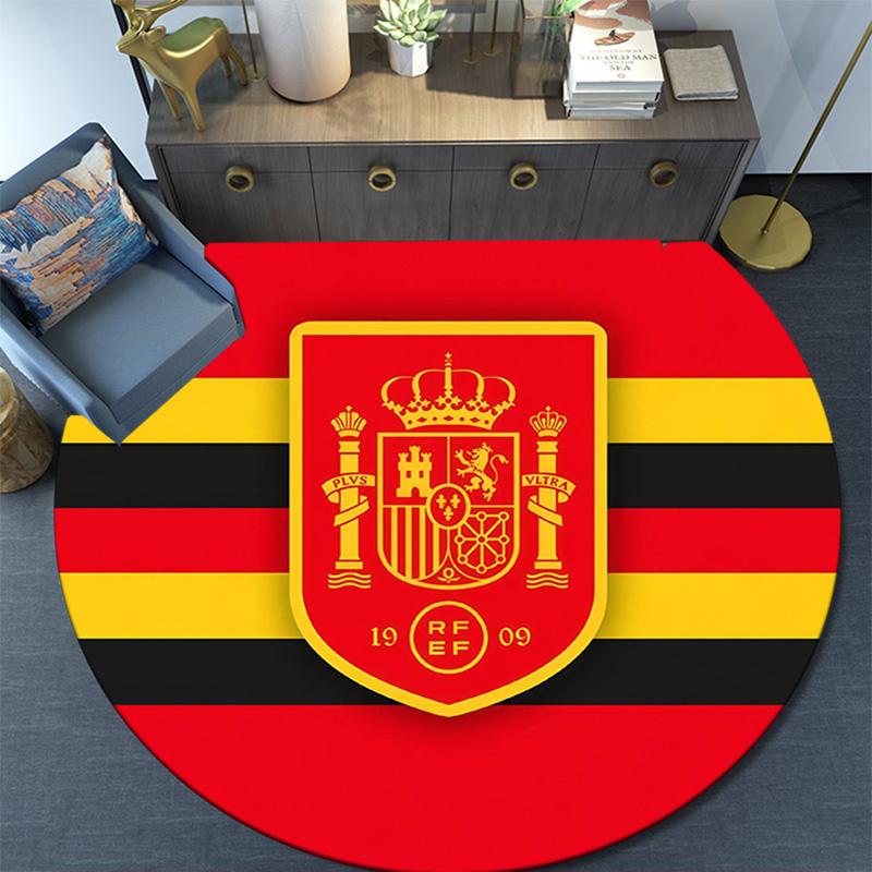 Spain National Football Team2 Round Area Rug,Carpet Rug for Living Room Bedroom Sofa Playroom Decor,Non-slip Floor Mat