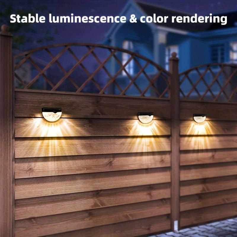 Solar Deck Lights,Solar Powered Fence Lights Dusk To Dawn LED Wall Light Outdoor Lighting Decoration for Step Yard Stair Patio Garden Warm Light