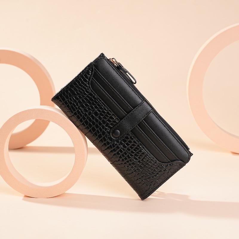Women’s Crocodile Embossed PU Leather Long Wallet Large Capacity Zipper Clutch Purse Multi Card Holder Coin Pocket Organizer