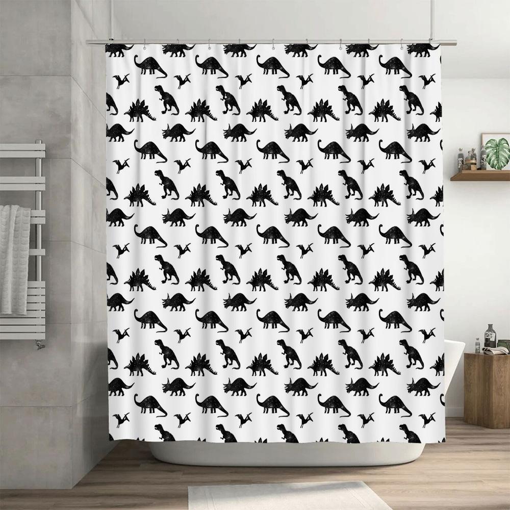 Bathroom Shower Curtain Dinosaur Pattern Jungle Animals Kids Teen Boys Shower Liner Decor