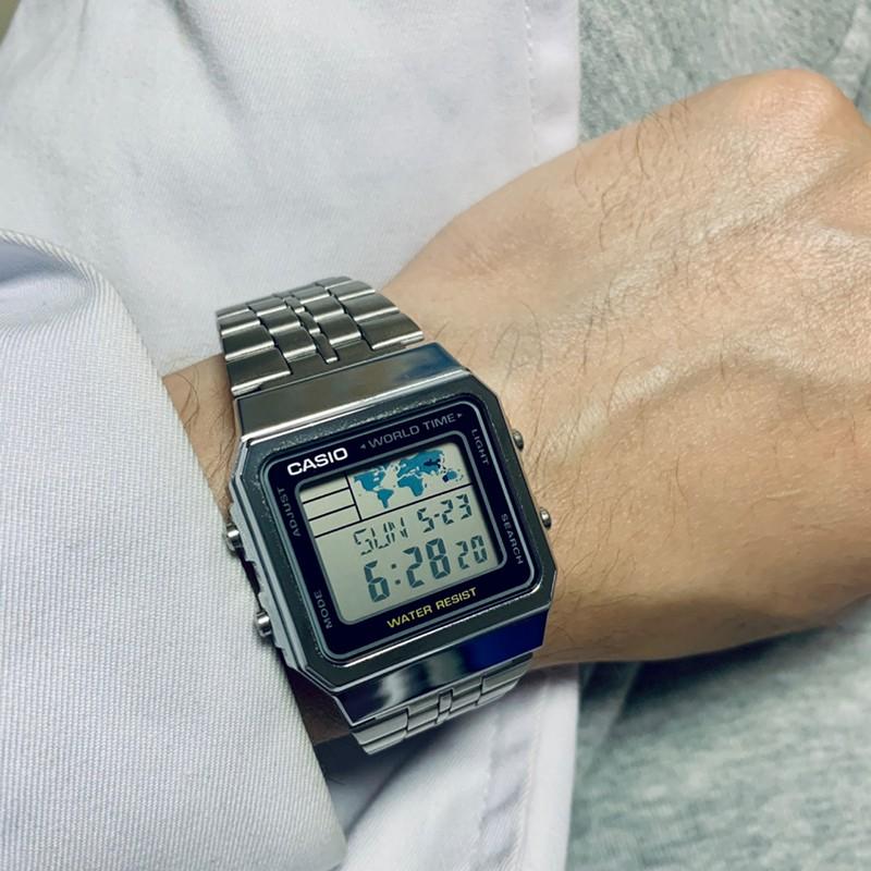Casio YOUTH series-metal small square small square retro fashion trend simple waterproof sports quartz movement stainless steel strap A500WA-1