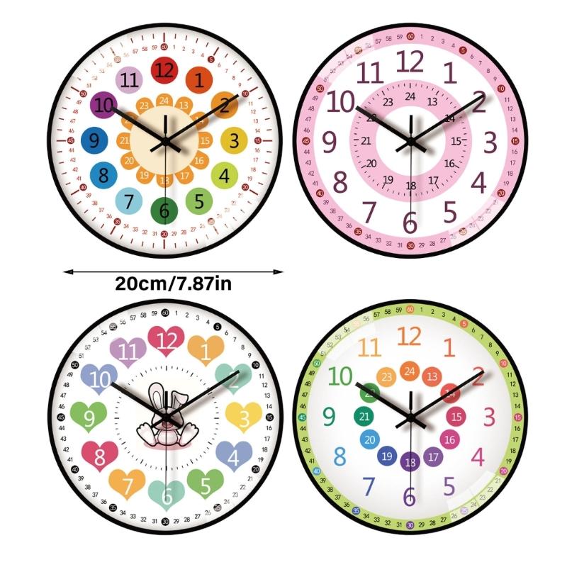 8Inch Cartoon Wall Clock For Kids Early Education Telling Time Teaching Clock With Easy To Read Number Time Management