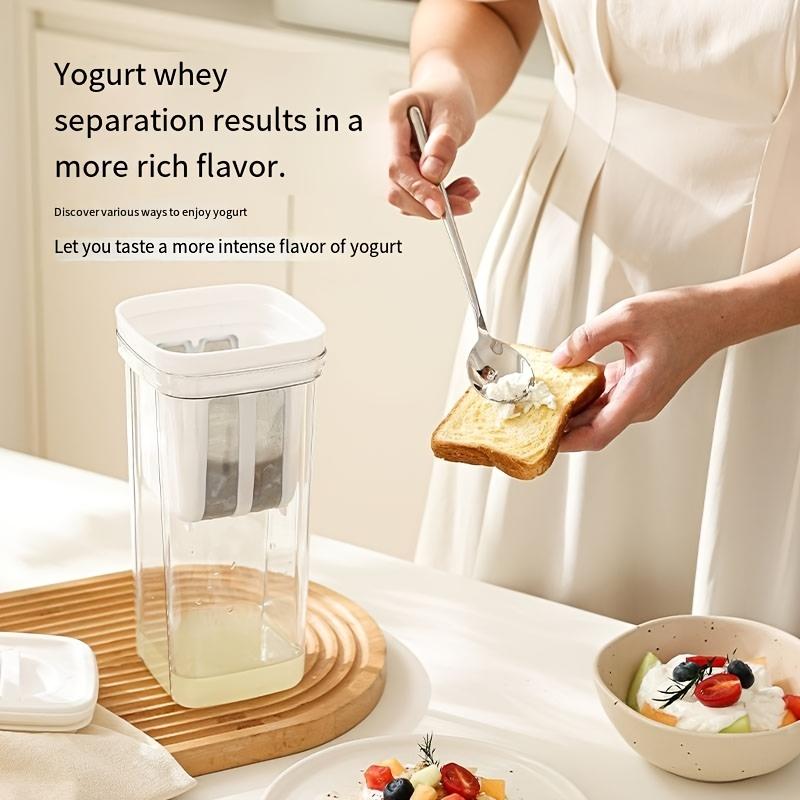 Greek Yogurt Making Set - Ultra Fine Mesh Strainer And Sturdy Flip-Top Rectangular Storage Box, Household Use