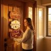 Wooden Door Sign, Farmhouse Autumn Hanging Decor  with Turkey Acorns, 3-Section Waterproof Porch Wall Sign, Prestrung Cotton Rope for Thanksgiving