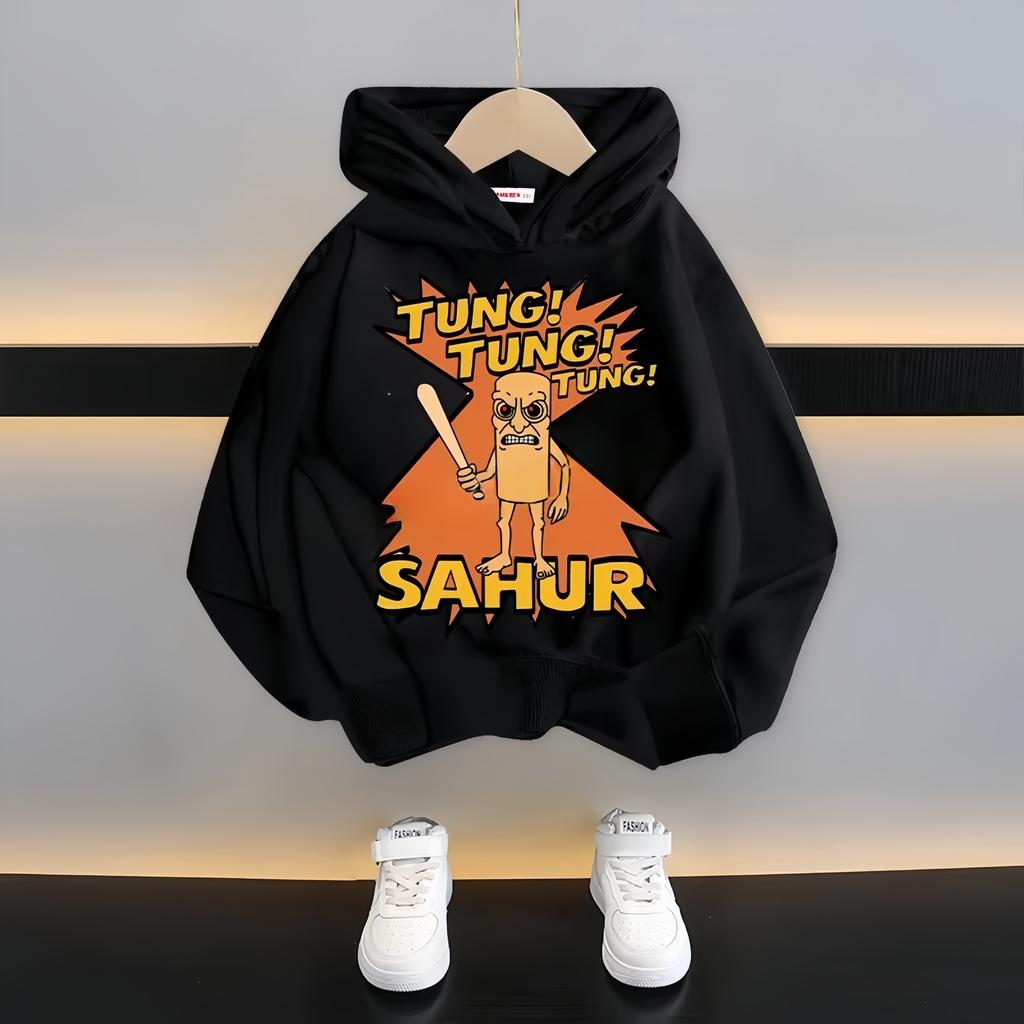 Italian Brainrot Kids Hoodie Funny Cartoon Graphic Thin Sweatshirts Tung Tungtung Sahur Casual Long Sleeve Tops Boy Girl Clothes