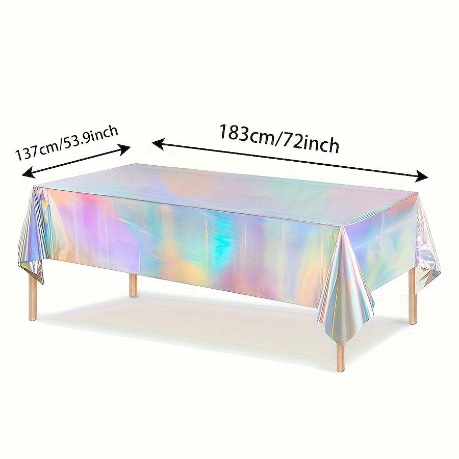 A Glittery Holographic Disposable Tablecloth Suitable for Birthday, Wedding and Special Event Decorations - Featherless, PE Material
