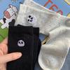 Early Autumn Socks Autumn Dongdaemun Street Ideas Yarn Embroidery Panda Cotton Medium Long Tube Socks