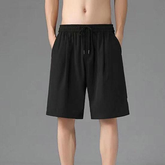 Men Summer Shorts Quick Dry Breathable Elastic Waist Pocket Drawstring Sports Thin