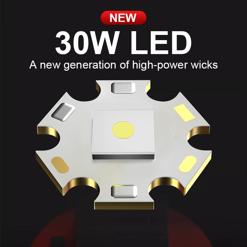 Sisseehitatud akuga suure võimsusega LED-taskulamp Laetav võimas taskulamp suumiga käsilatern koos helisignaaliga hädaabilambi välisvalgustiga