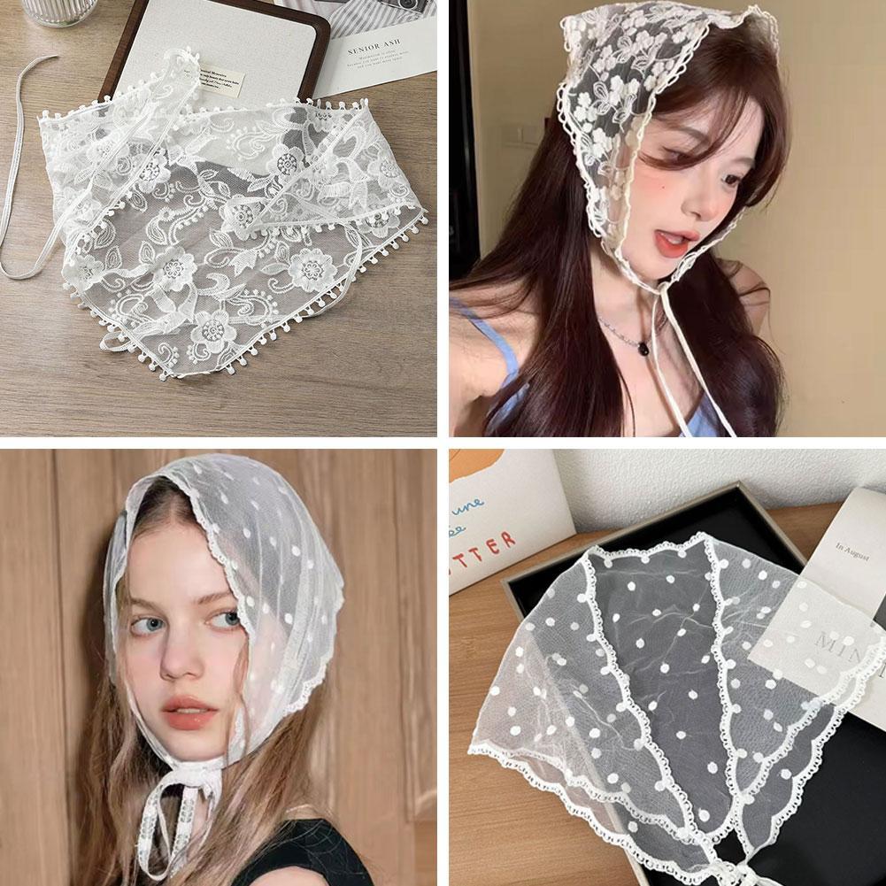 Lace Triangular Scarf Hair Band Headscarf Veil 2025 Belt Ribbon Edited Hair Hair Band Accessories Korean Girl Women Kerchief