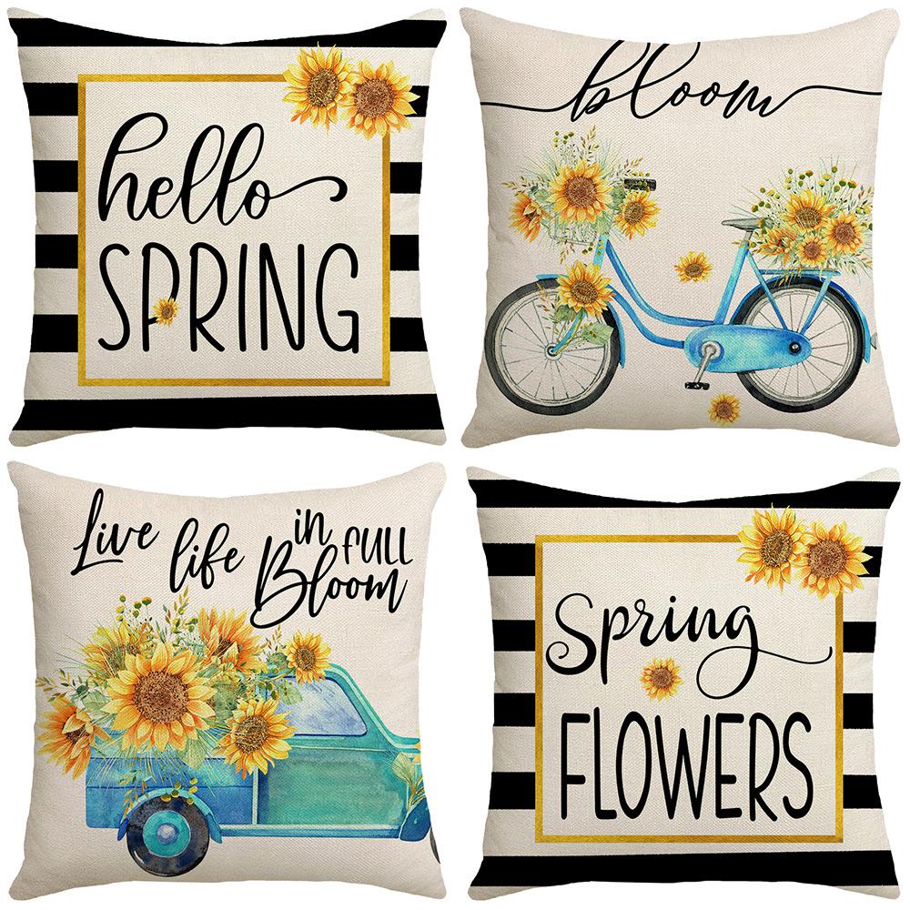 New Sunflower Pillow Home Decoration Pillow Simple Sofa Living Room Spring Pillow
