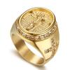 European & American Hip Hop Style Cross Diamond Gold-Plated Stainless Steel Ring