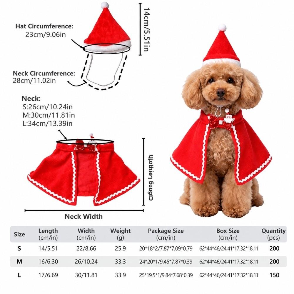 Lace Trim Pet Christmas Costume Soft Fabric Cat Xmas Clothes Home Holiday Decor