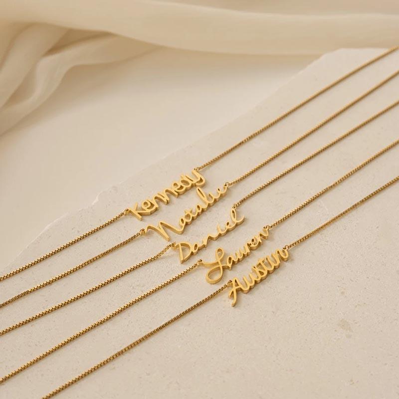 Custom Necklace For Women Any Font with Box Chain Gold Nameplate Necklace Best Friend Perfect Birthday Gift Choker
