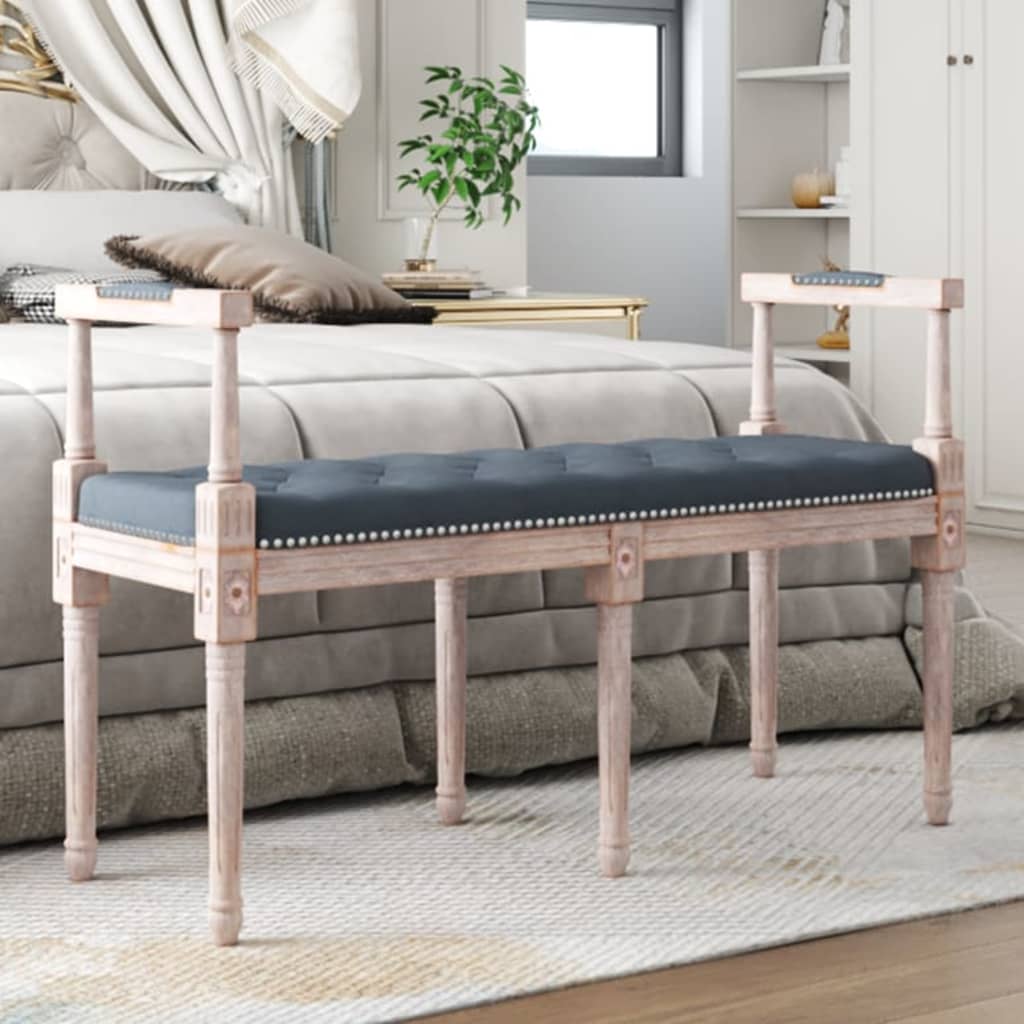 Dark Grey Velvet Bench 110 X 40 X 70 Cm