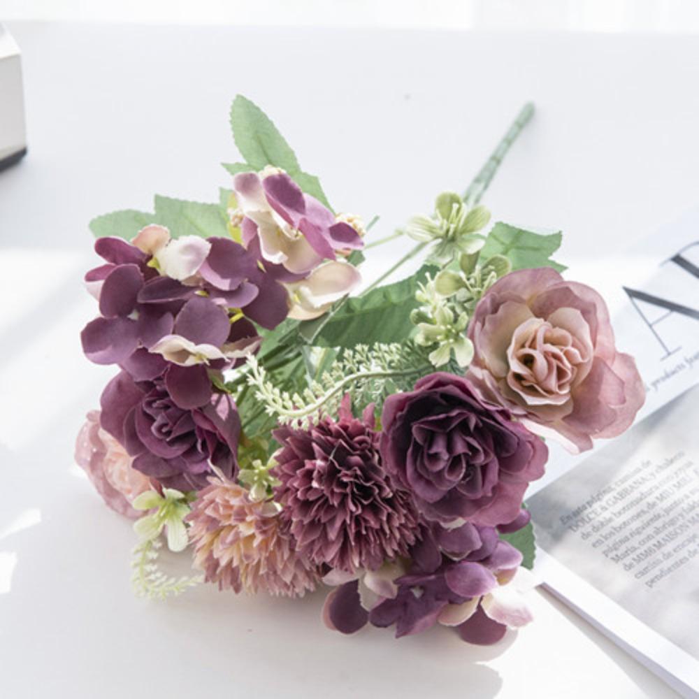 

Beautiful 30CM Artificial Rose Flower Silk Peony DIY Silk Hydrangea Colorful Bridal Bouquet Home Decor фиолетовый