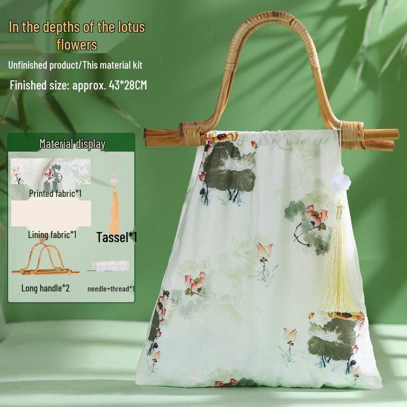 Bamboo Knot DIY Bag Kit - New Chinese Style Cotton Cheongsam Bag for Team Building & Salon Activities
