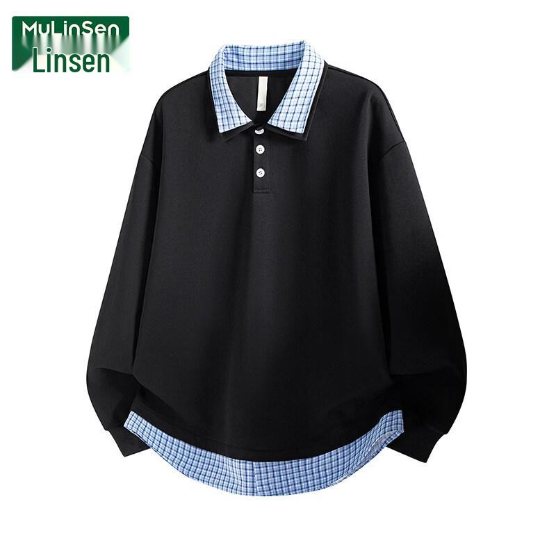 MULINSEN Women's Faux Two-Piece Preppy Style Pullover Sweatshirt