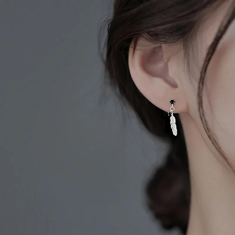 Simple Alloy Long Wing Stud Temperament Feather Earrings Silver Wings Shape Elf Ear Cuff Earrings Jewelry Accessories Gifts