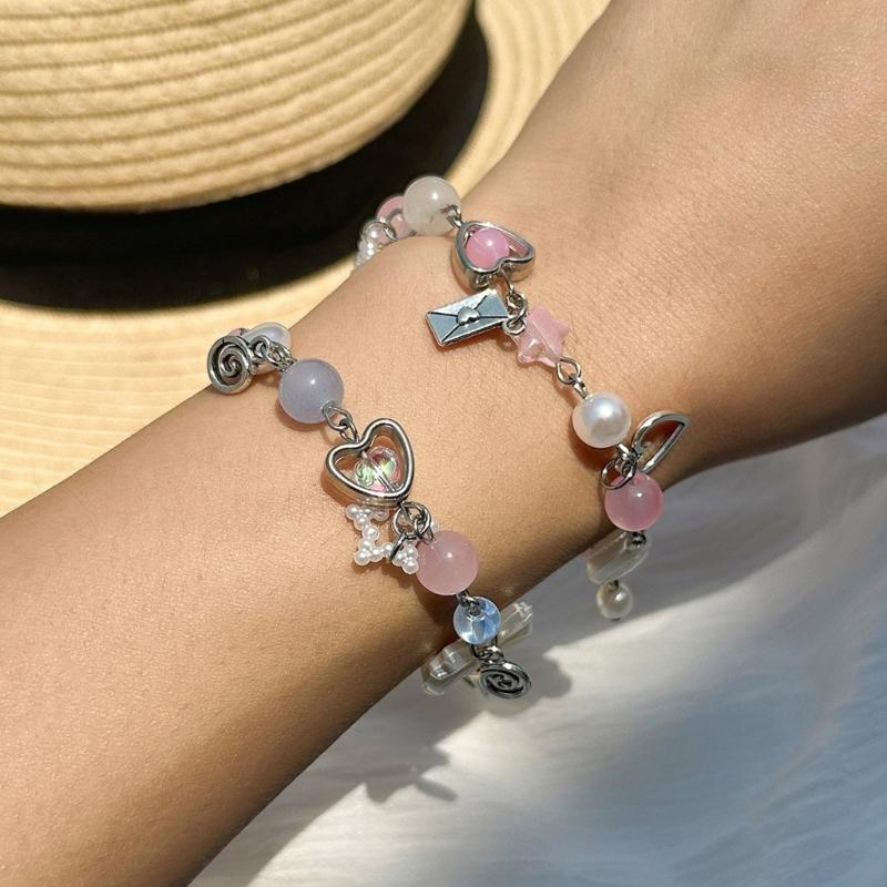 Schleifenquasten-Armband mit Kunstperlen-Akzent Modisches Schleifenquasten-Armband für Mädchen Zeigt Anmut