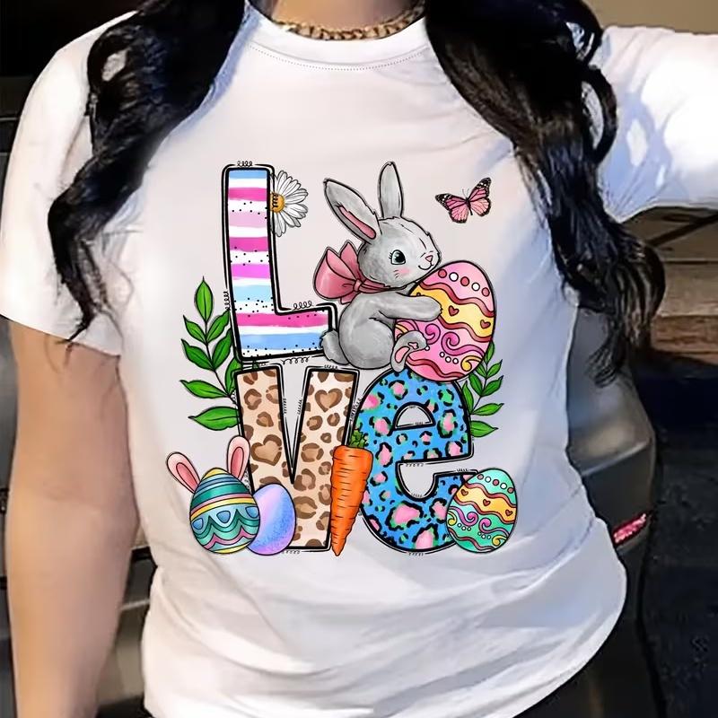 Cute Flower Easter Egg Rabbit Tshirt Fashion Shortsleeved Casual Tshirt Easter Gift Unisex Clothes T Shirt Unisex