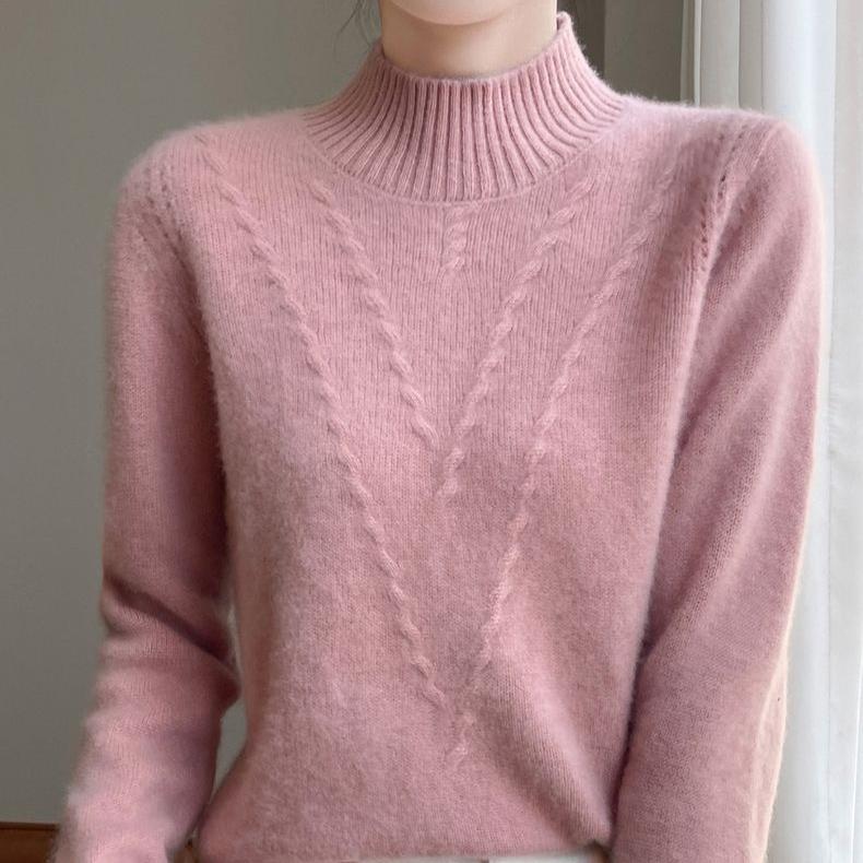 Sweater Women Half Turtleneck Pullover for Women In Autumn and Winter Thick Loose Solid-color Knitted Sweater and Inner Top