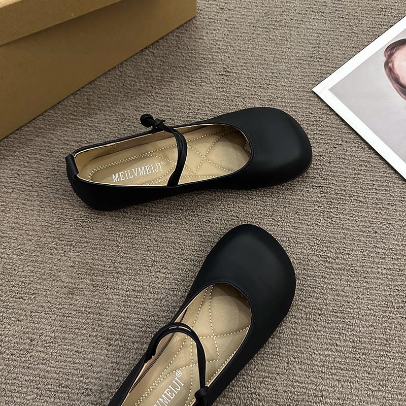 Elegant Retro Woman Shoes Casual Female Sneakers All-Match Round Toe Shallow Mouth Soft Flats Modis Grandma New Dress Square