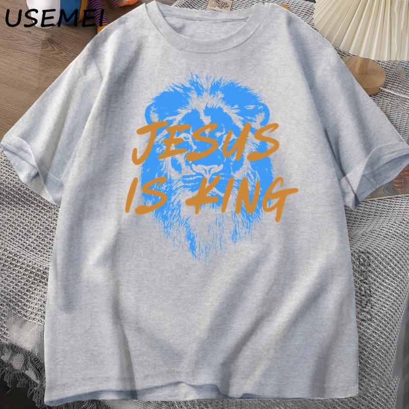 Jesus Is King Christian T Shirt for Unisex Women Faith Streetwear Tee Shirt Religious Bible Verse Tshirt Cotton Short Sleeve Tees
