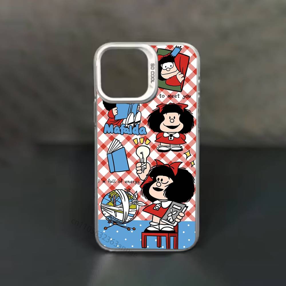 Funny M-Mafalda Phone Case for iPhone 15 16 Pro Max  Air SE 11 13 Pro 14 Plus 12 11Pro 15Pro Max 16e Cover