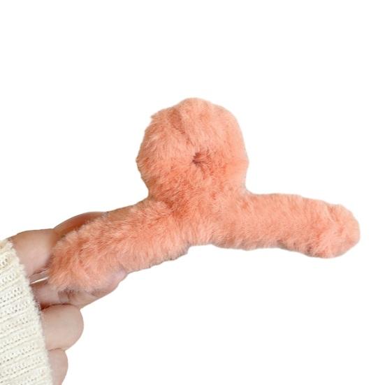 Winter Plush Hair Claw Faux Furry Korean Style Cross Teeth Back Head Shark Clip Solid Color Hair Barrette Headwear Hair Accessories