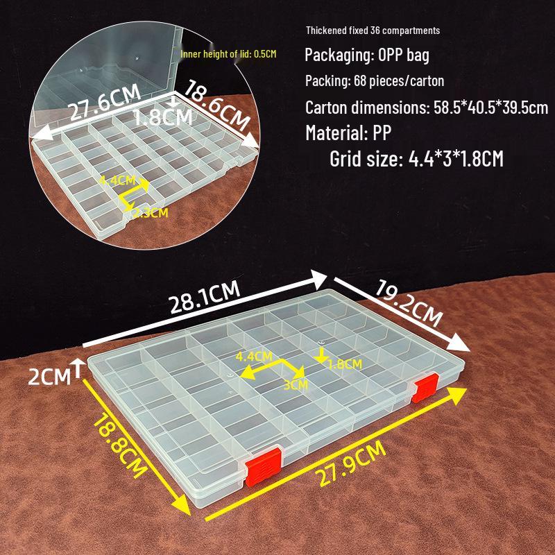 

36-Grid Thickened Transparent Plastic Storage Box for Beads, Toys, Tools, and Accessories