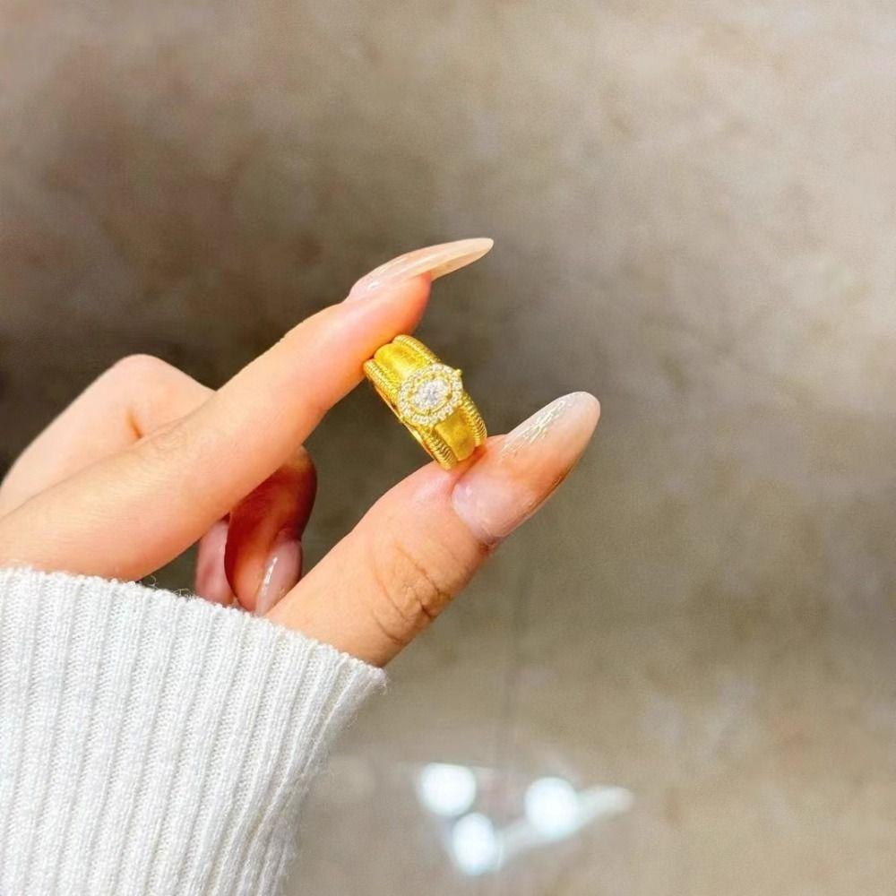 Luxury Crystal Split Ring Unique Adjustable Finger Rings Exquisite Pearl Opening Rings  Female