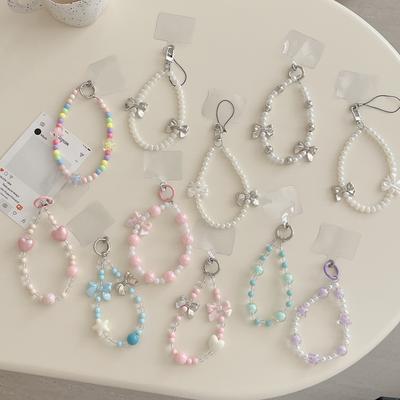 Pink Girly Heart Phone Chain Pendant Bracelet Trendy Women Versatile Bag Accessories Chain Keychain Pendant Universal