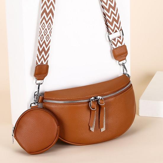 Crossbody Sling Bag Women Leather Shoulder Bag Crossbody Purse with Adjustable Shoulder Strap Chest Belt Bum Bag for Travel Daily Errands