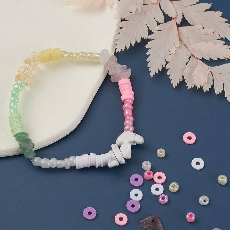 1SET DIY Bracelet Earrings Jewelry Accessories 15 Grid Color Loose Beads Rice Beads Stone Soft Pottery Combination Set