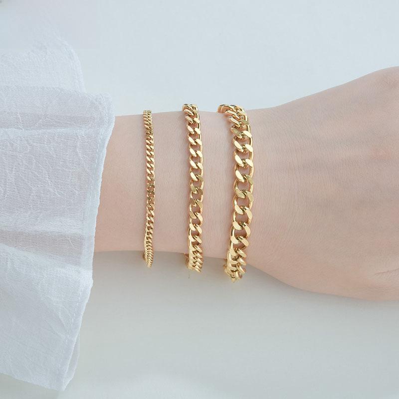 Bransoletka Łańcuszek Kubański Hip-Hop ze Stali Tytanowej Pozłacanej 18k Unisex