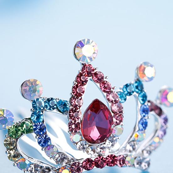 Süße Kinder Mädchen Strass Prinzessinnenkrone Haarkamm Haarspange Geburtstagsparty Diadem