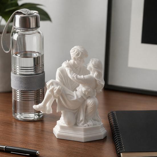3D Printed Couple Sculpture, Kneeling Princess Carry Figurine, Romantic Art Resin Desk Decor, Unique Anniversary Birthday Gift for Couples, Fitness