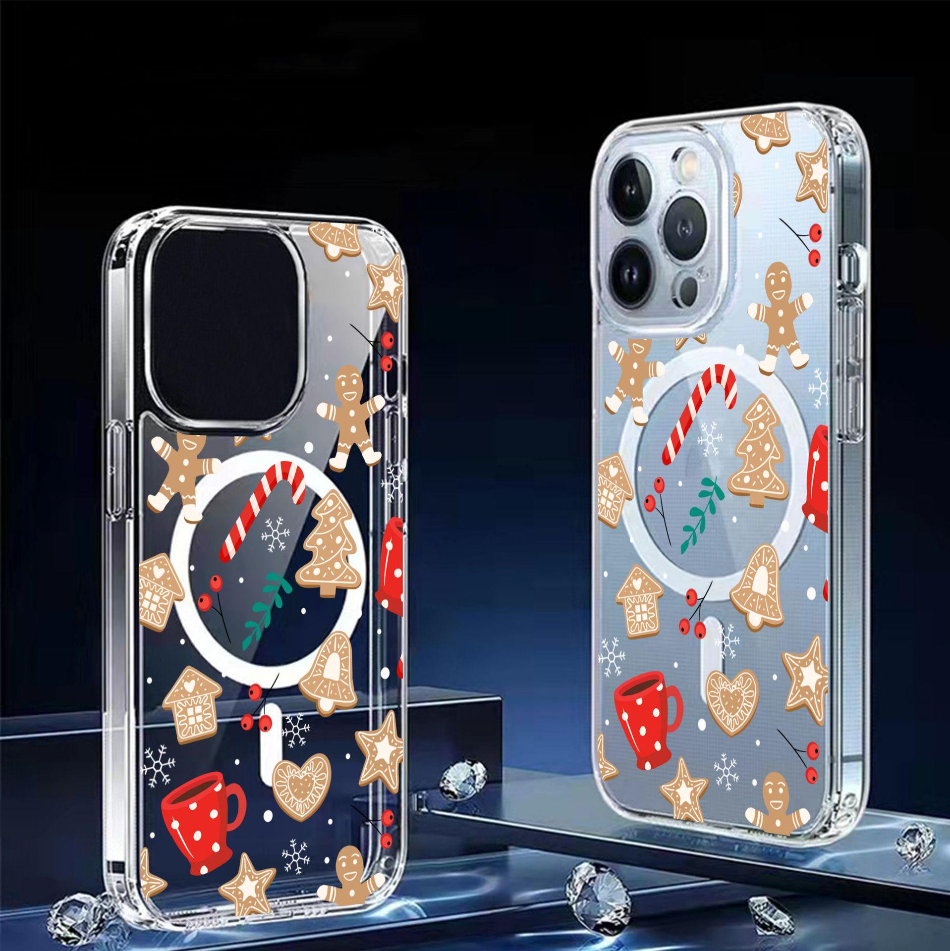 Gingerbread Man Magnetic Case - Transparent Full Coverage for iPhone 15/16/17 Pro Max iPhone 15 Pro