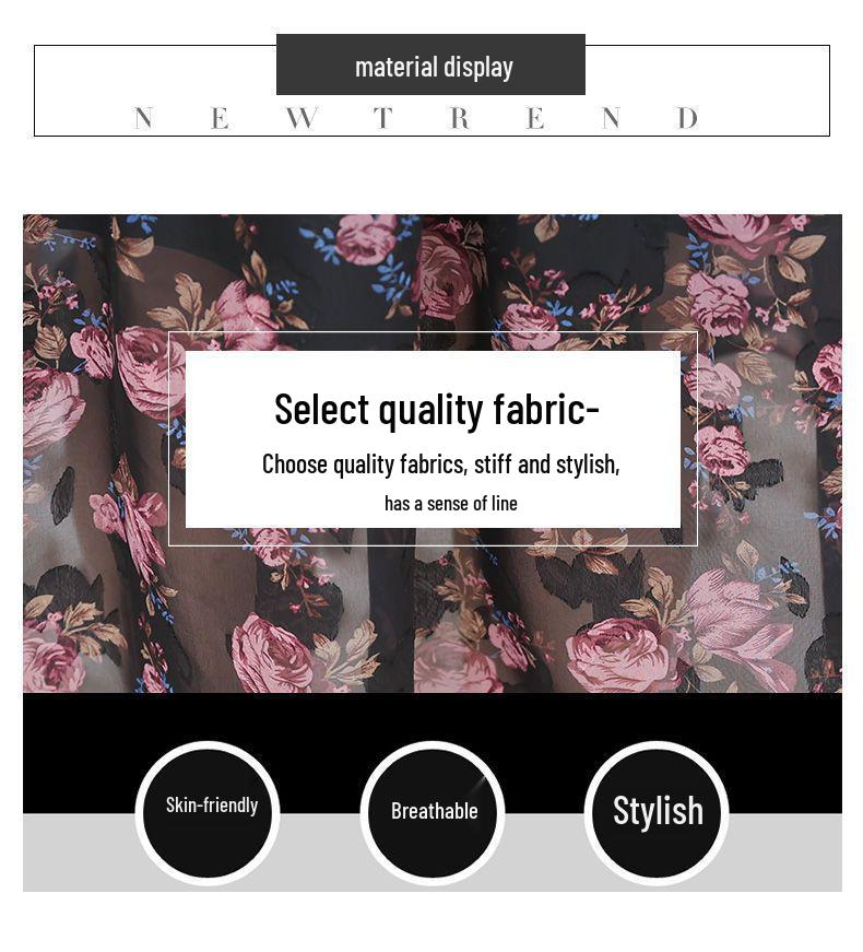 Women's Mid-Length Floral Chiffon Spring Dress - Waist-Slimming, Over-the-Knee, Long-Sleeved Fashion