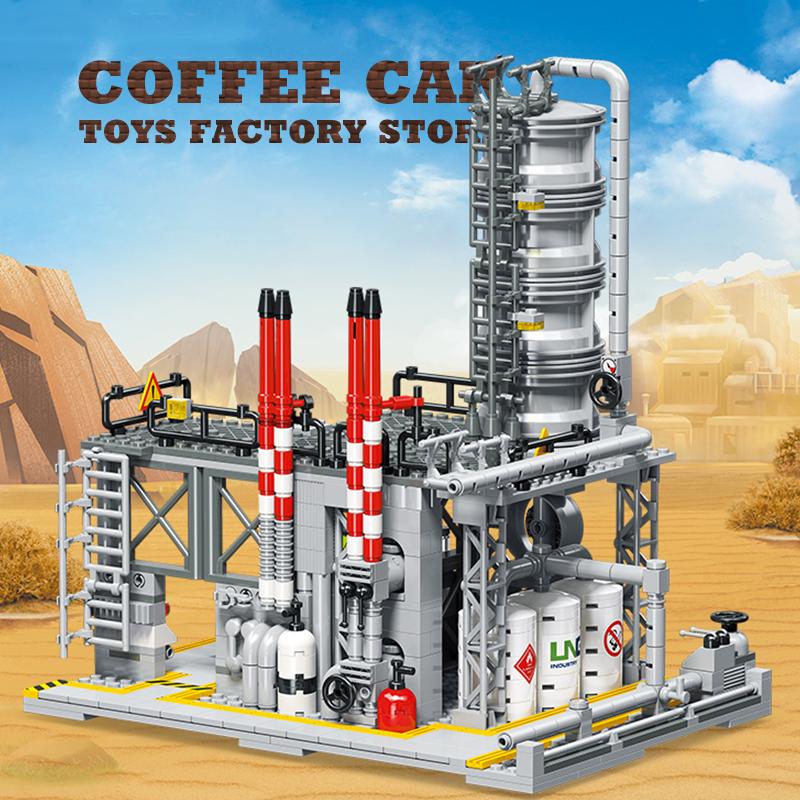 Non-Toxic Street View Petroleum Factory Moc Bricks Puzzle Toys Stem City Natural Gas Storage Center Building Model Blocks Set Kid Gift New