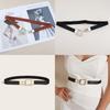 Pu Leather Stretch Waist Seal With Gemstone Embellished Buckle For Ladies