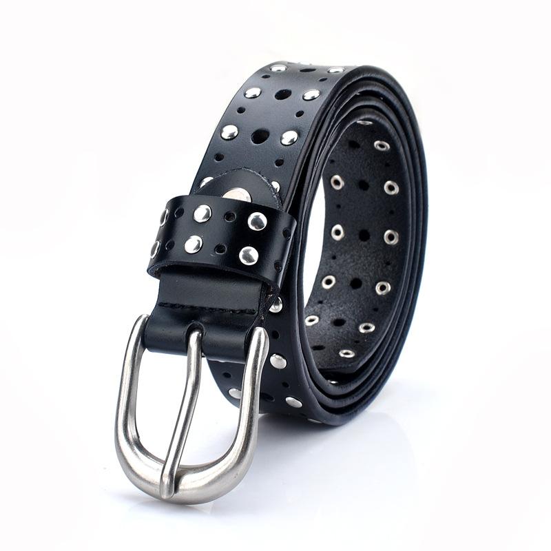 Dames Riem van Echt Leer voor Jurk Jeans Broek Dames Meisjes Taille Riem Legering Gesp 105CM zwart